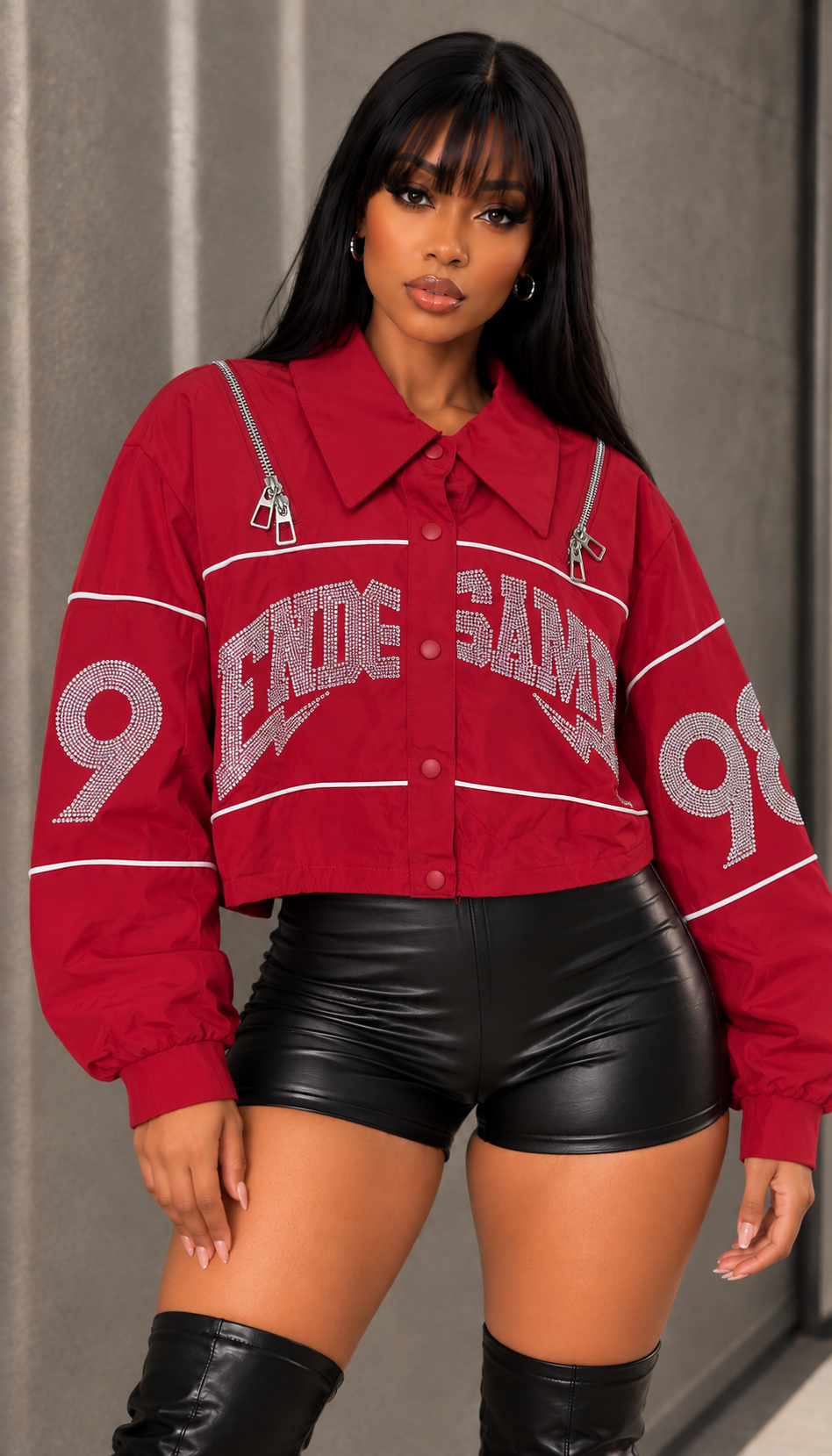 Track Stone Letter Crop Jacket