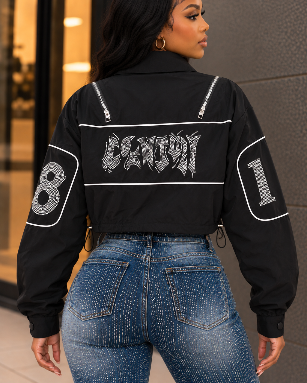 Track Stone Letter Crop Jacket