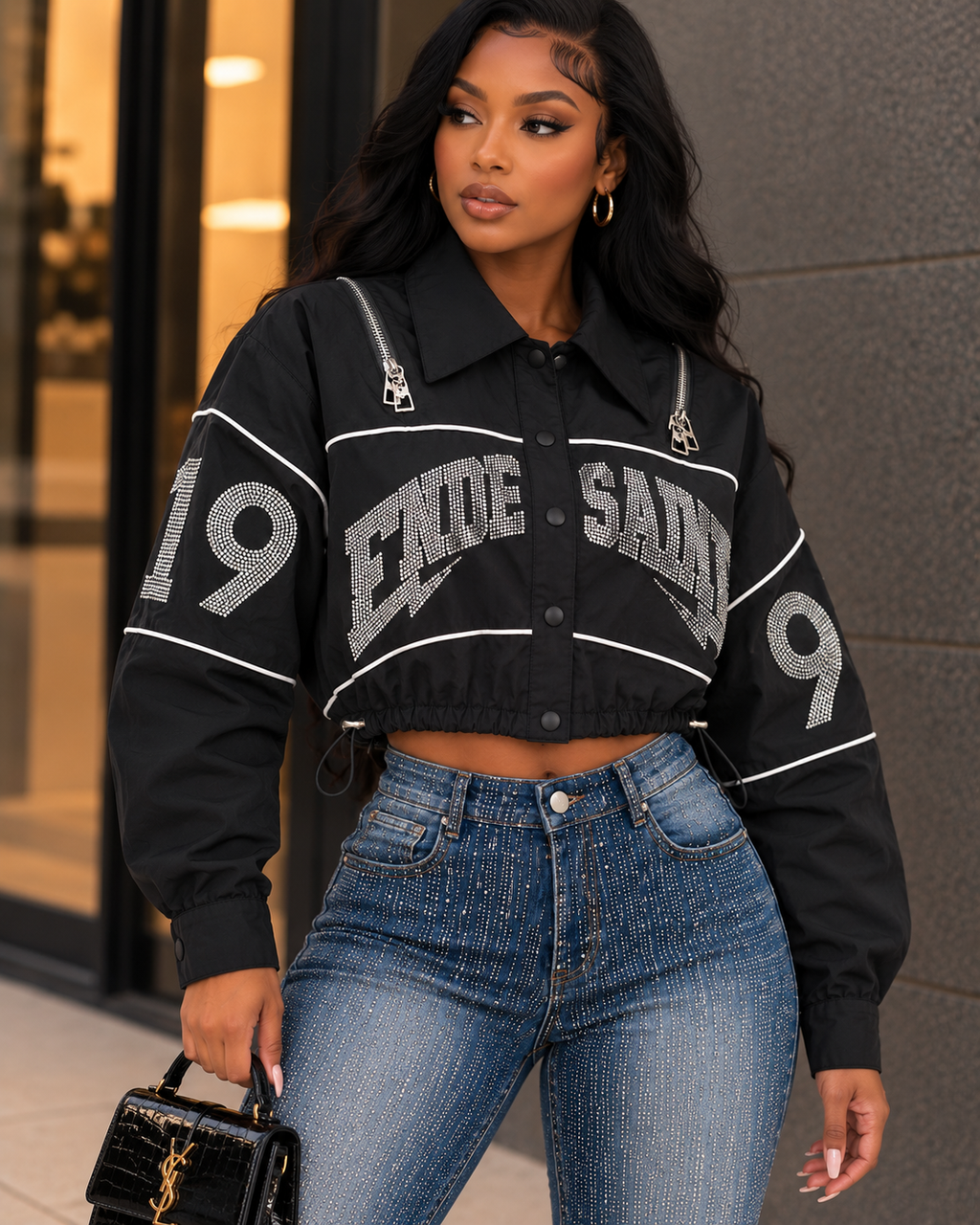 Track Stone Letter Crop Jacket