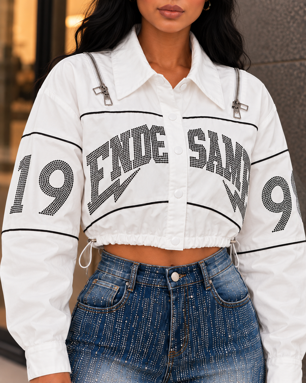 Track Stone Letter Crop Jacket