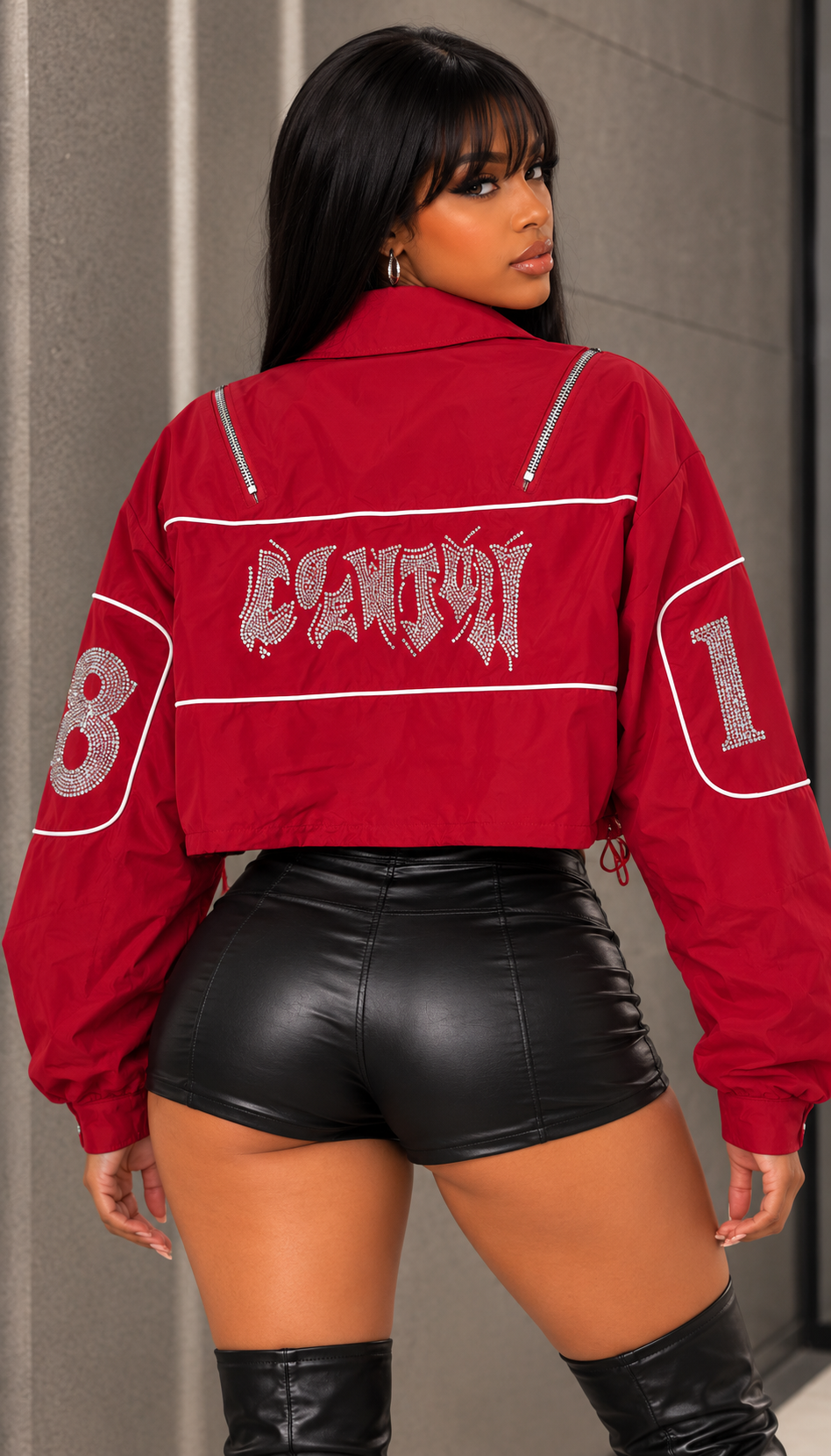 Track Stone Letter Crop Jacket
