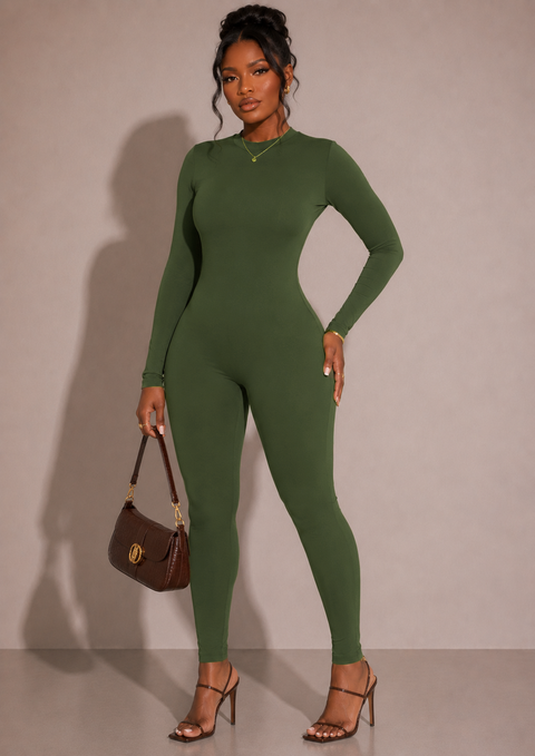 Round Neck Long Sleeve Jumpsuit