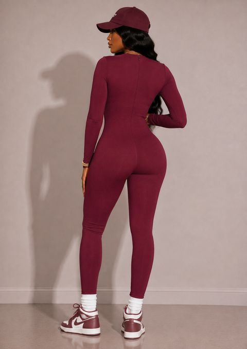 Round Neck Long Sleeve Jumpsuit