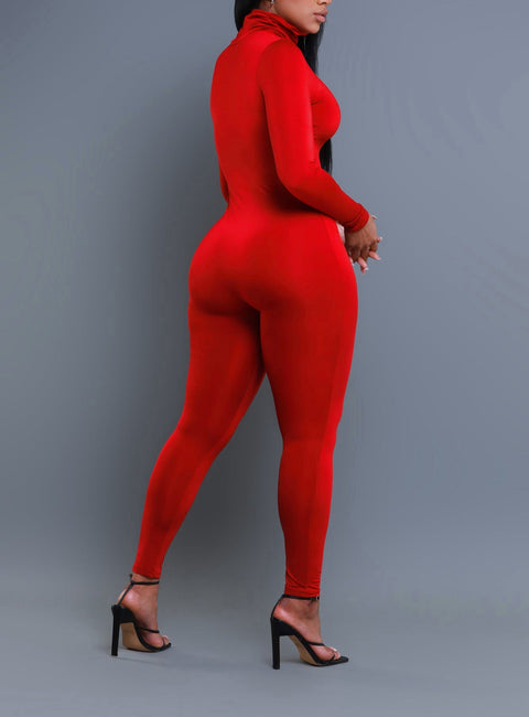 Solid Mockneck Jumpsuit