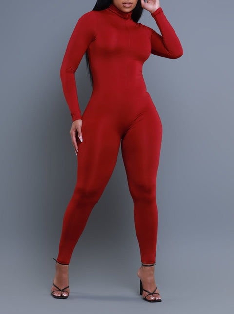 Solid Mockneck Jumpsuit