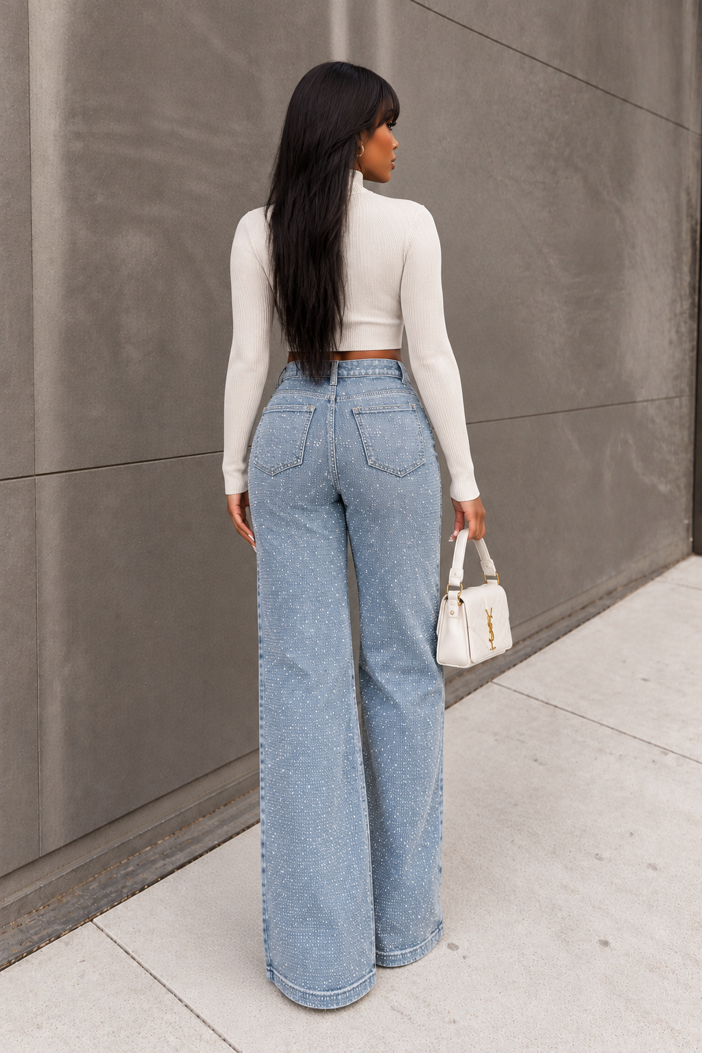 All Rhinestone Denim Jeans