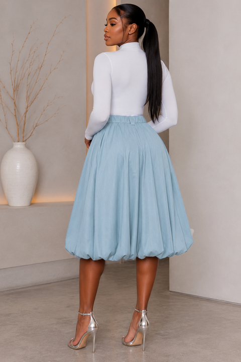Wide Bubble Hem Capri Pants