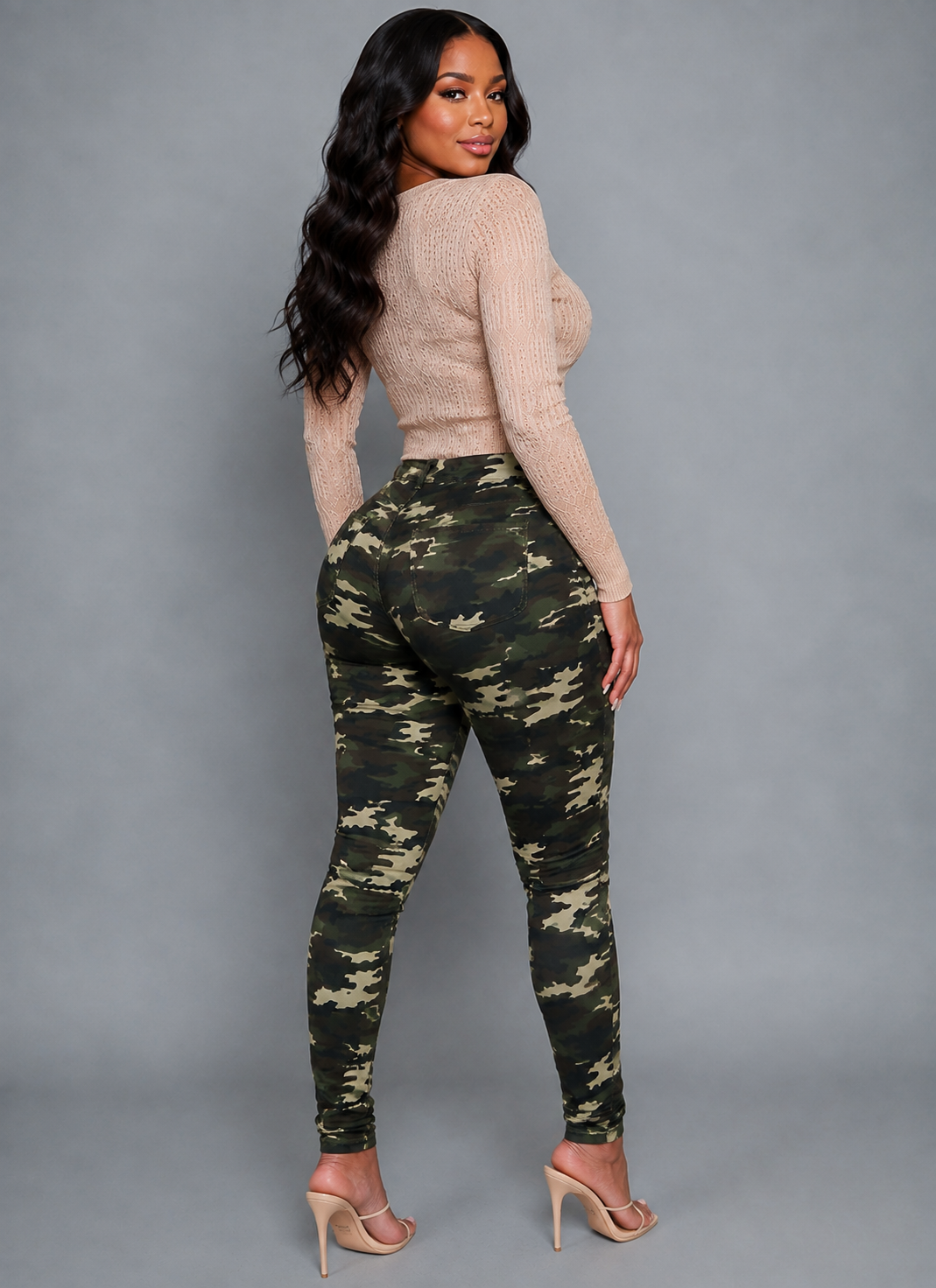 Printed High Waist Stretch Pants