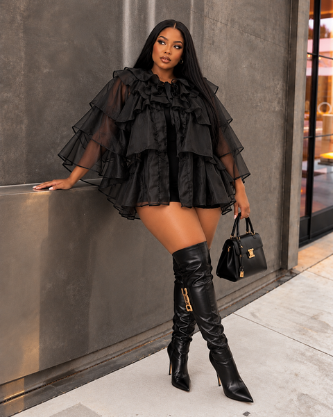 Layered Ruffle Sheer Blouse (Plus)