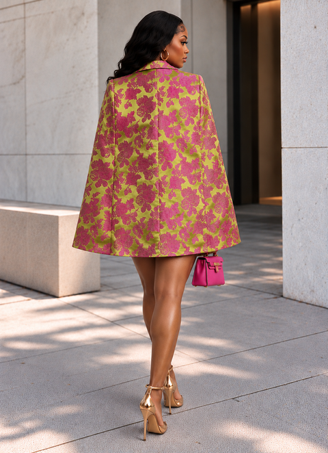 Jacquard Blazer Cape Jacket