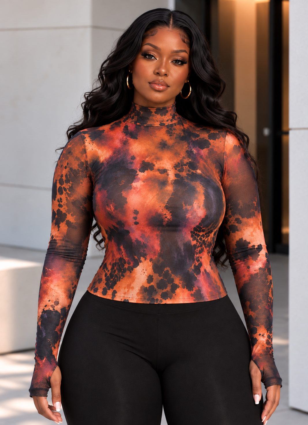 Mesh Top & Ruffle Jumpsuit Set (Plus)