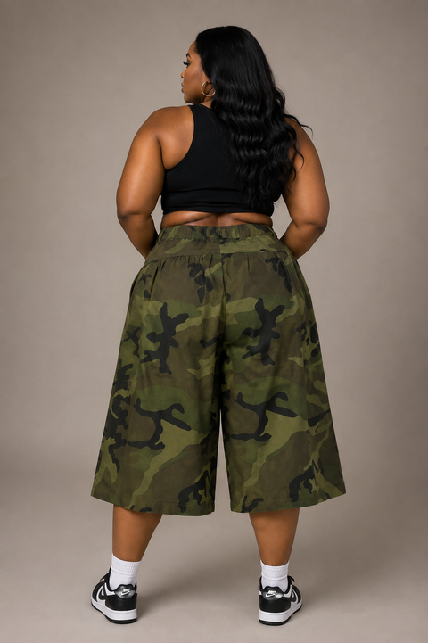 Camo Print Twill Jorts (Plus)