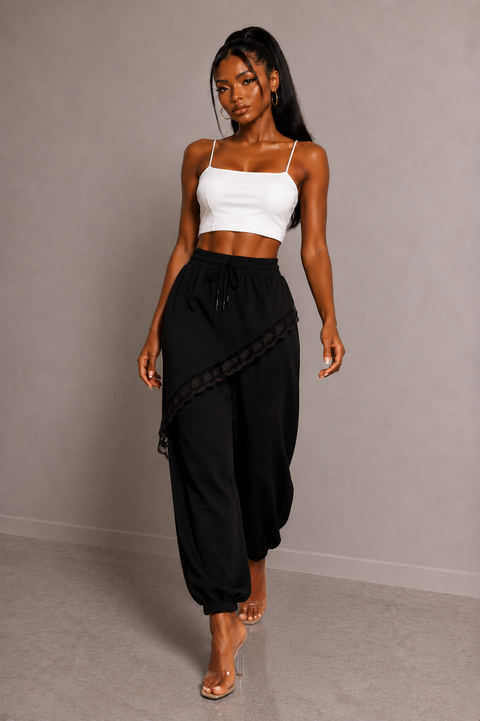 Lace Trim Folded Jogger