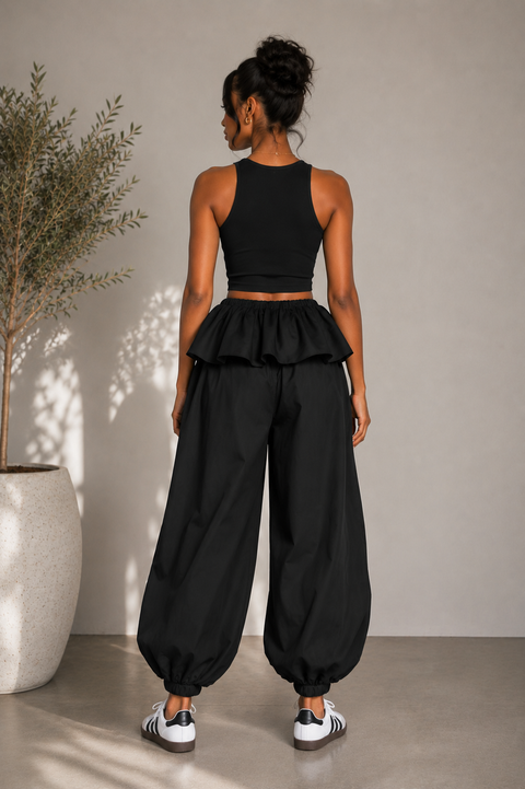 Folded Layer Balloon Jogger Pants