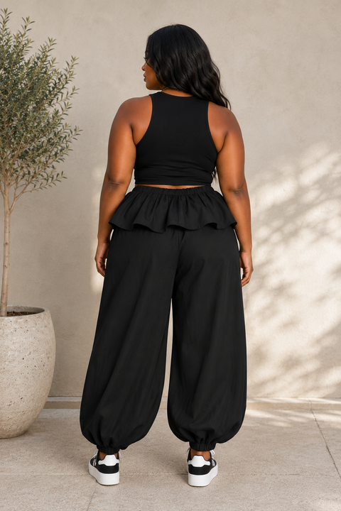 Folded Layer Balloon Jogger Pants (Plus)