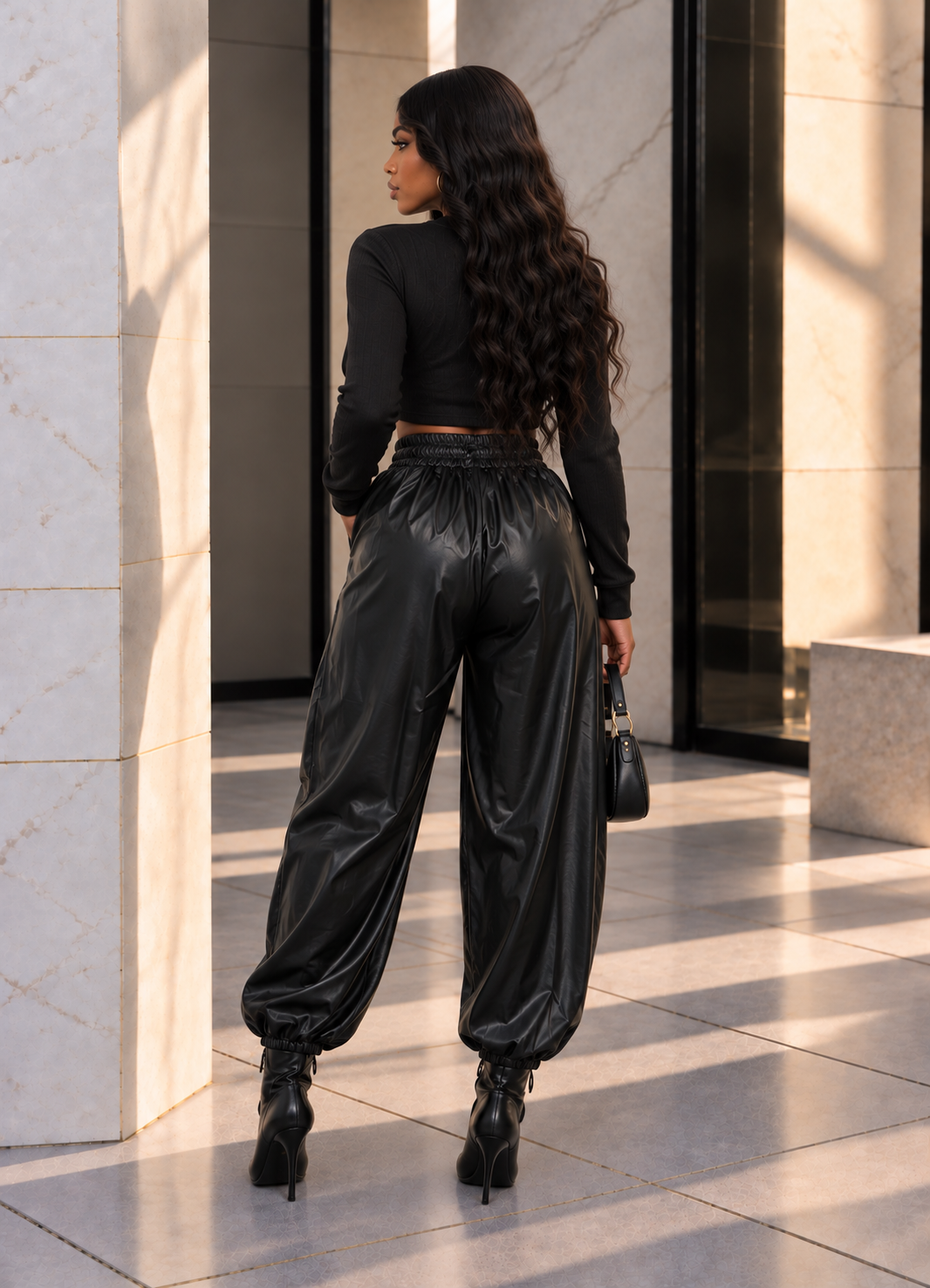 Faux Leather Balloon Joggers