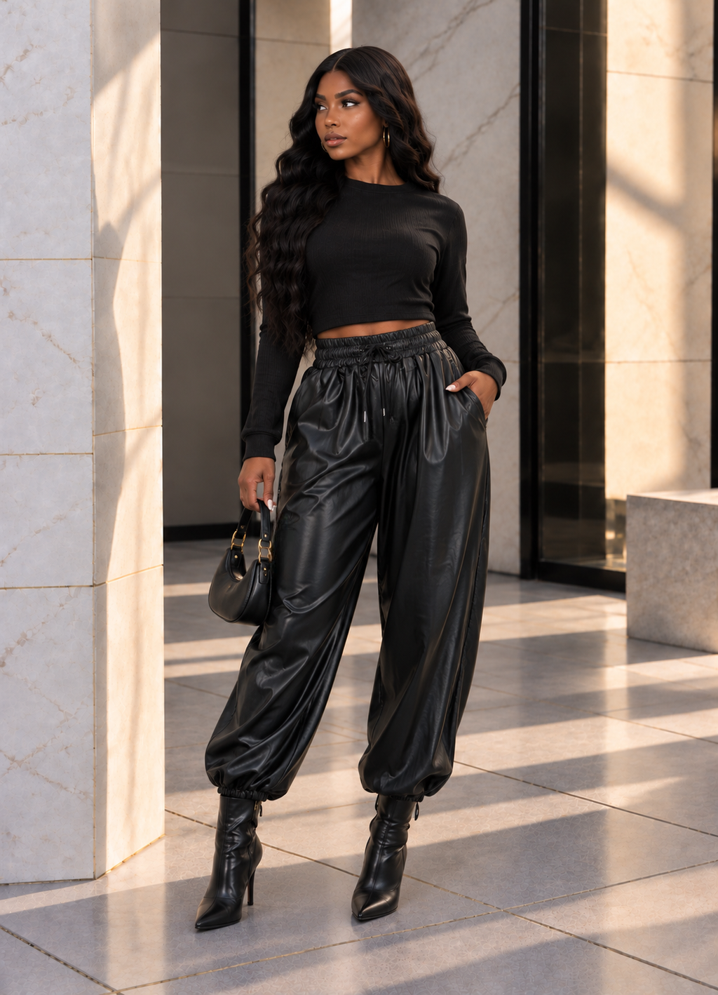 Faux Leather Balloon Joggers