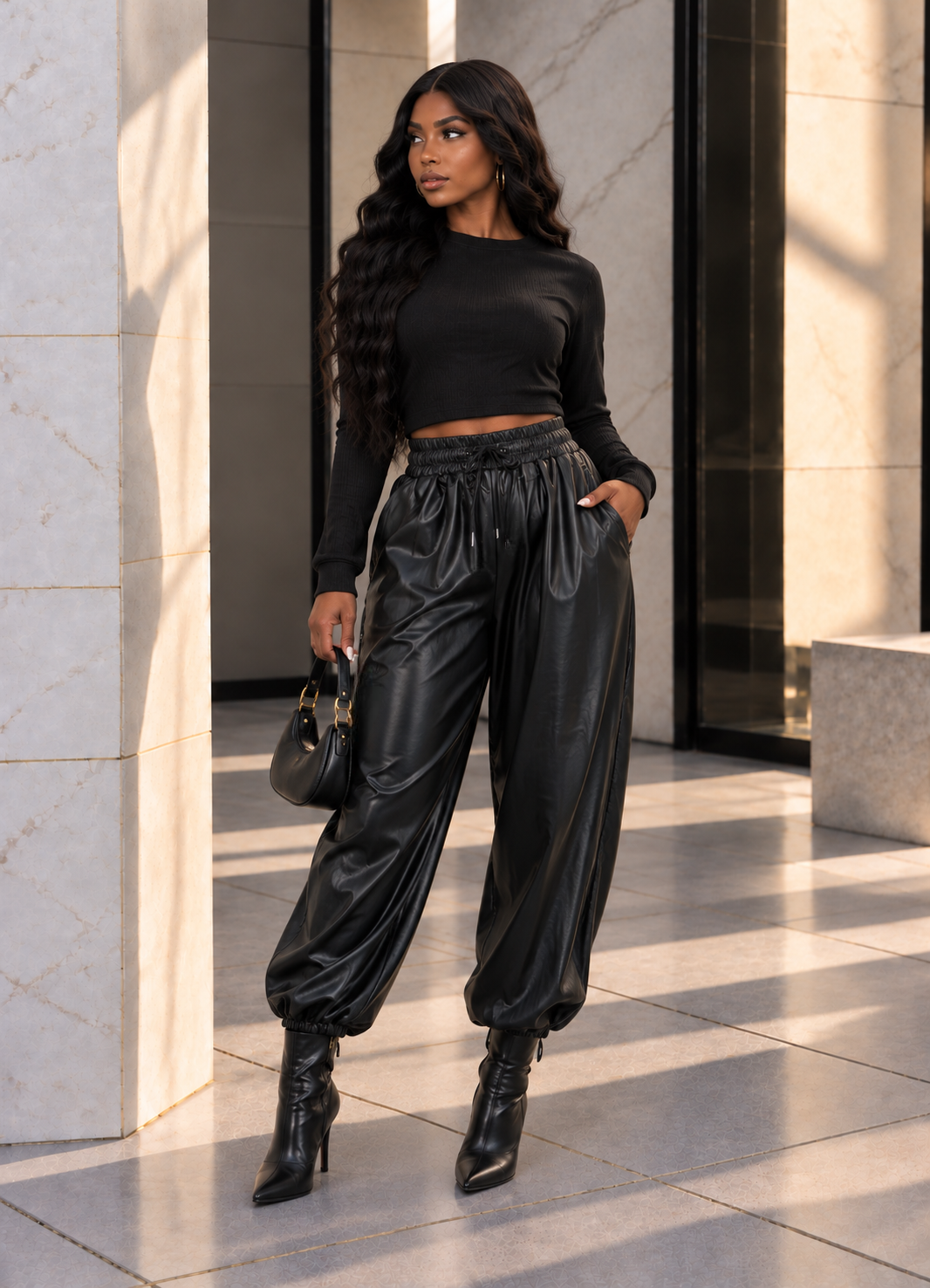 Faux Leather Balloon Joggers