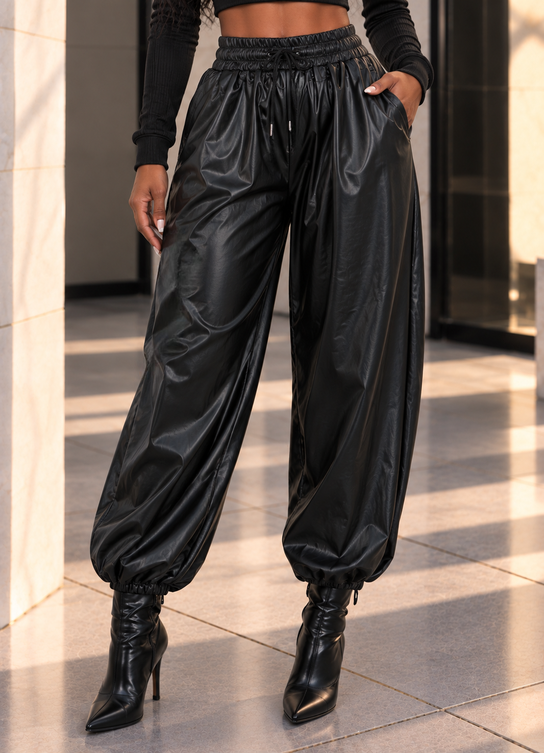 Faux Leather Balloon Joggers