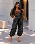 Faux Leather Balloon Joggers (Plus)