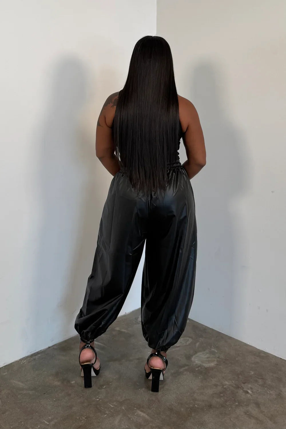 Faux Leather Balloon Joggers (Plus)