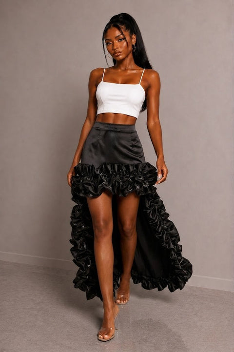 High Waist Ruffle Mullet Skirt