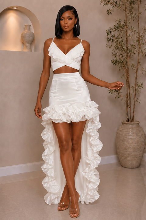High Waist Ruffle Mullet Skirt