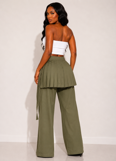 Pleated Skirt Overlay & Pants Set