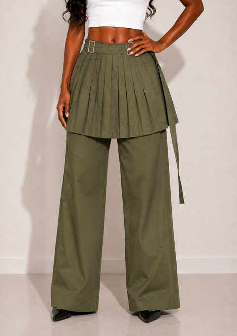 Pleated Skirt Overlay & Pants Set
