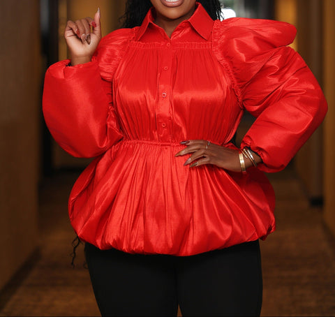 Princess Shoulder LS Blouse (Plus)
