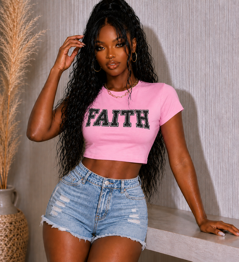Stone Faith Print Crop Top