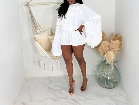 LS Draped Mesh Romper