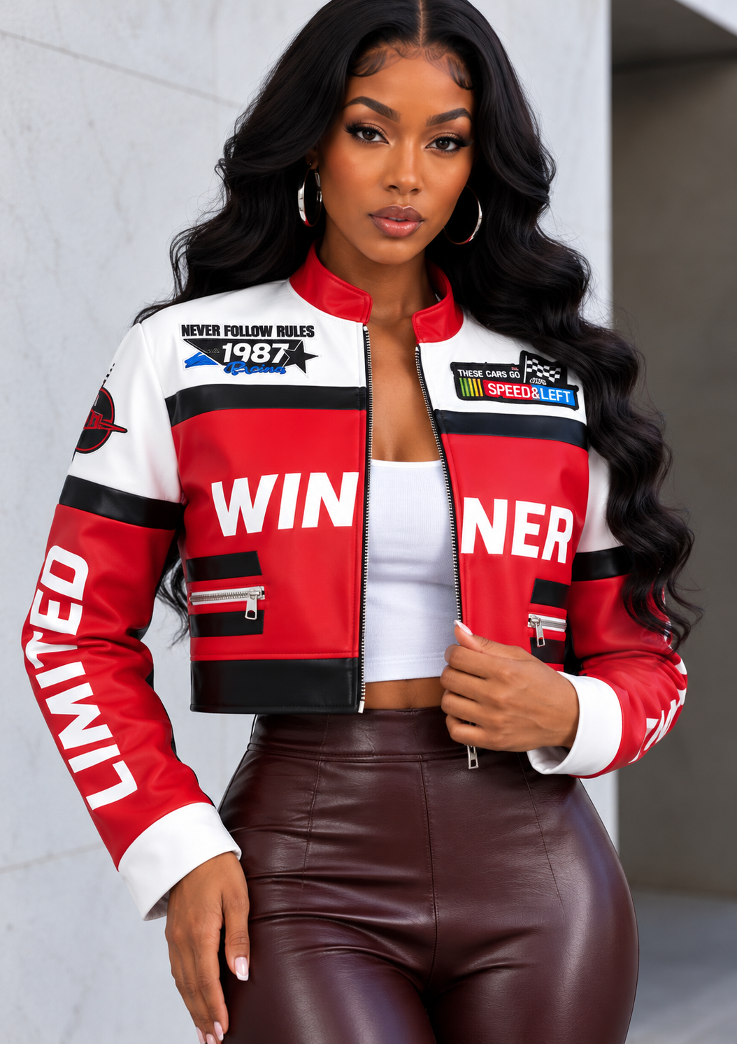 "Winner" Faux Leather Moto Jacket