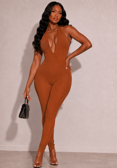 V Neck Halter Jumpsuit