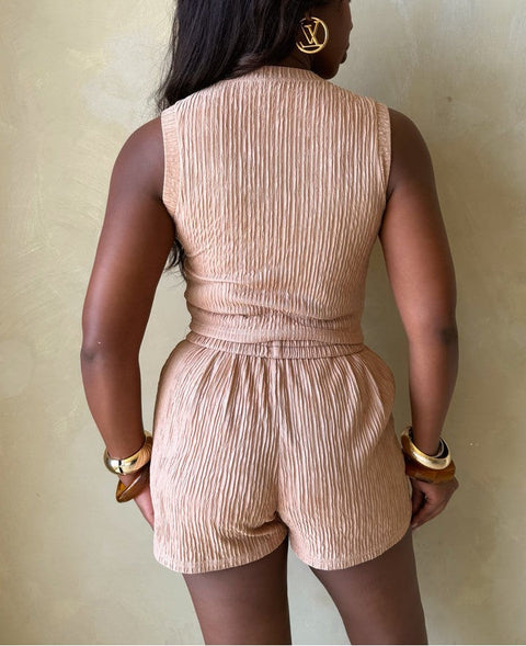 Wrinkle Tank Top & Shorts Set