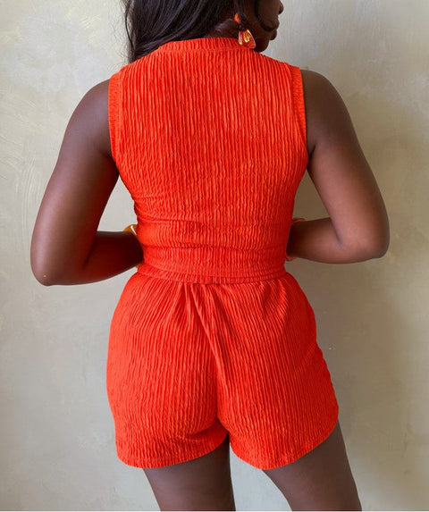 Wrinkle Tank Top & Shorts Set