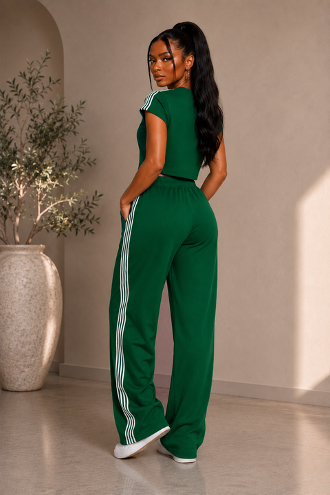 Side Stripe Muscle Top & Pants Set