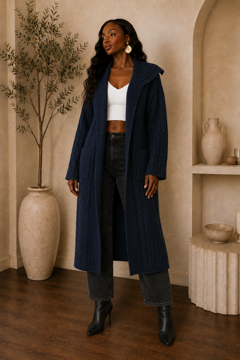 Cable Knit Long Cardigan