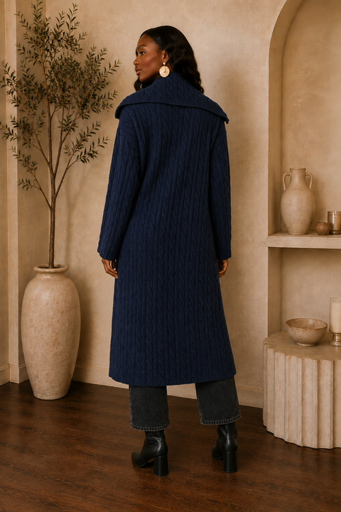 Cable Knit Long Cardigan