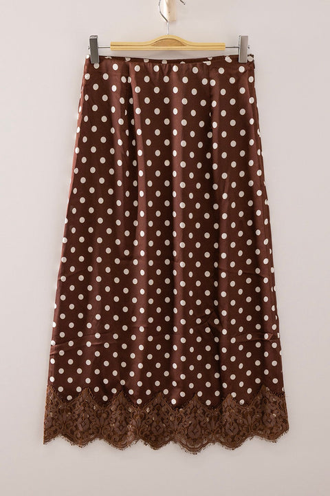 Satin Lace Trim Long Skirt