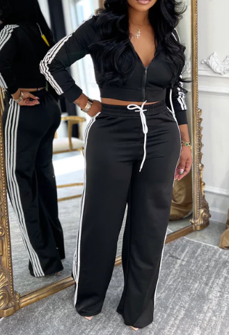 Side Striped Zip Up Top & Pants Set