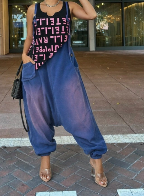 Patchwork Baggy Washed Overall