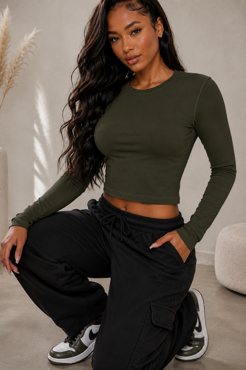 Fine Ribbed Crewneck Top