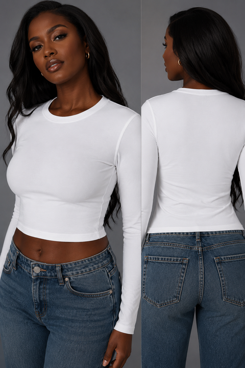 Fine Ribbed Crewneck Top