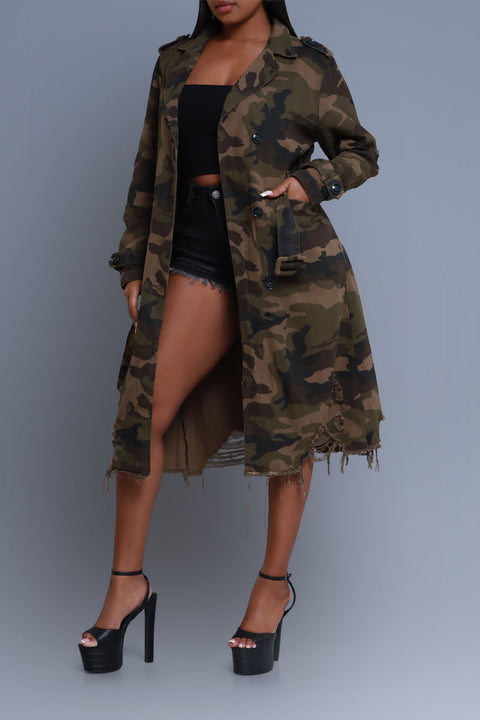 Twill Camo Coat W/Belt