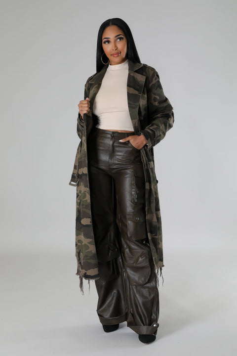 Twill Camo Coat W/Belt