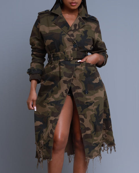 Twill Camo Coat W/Belt