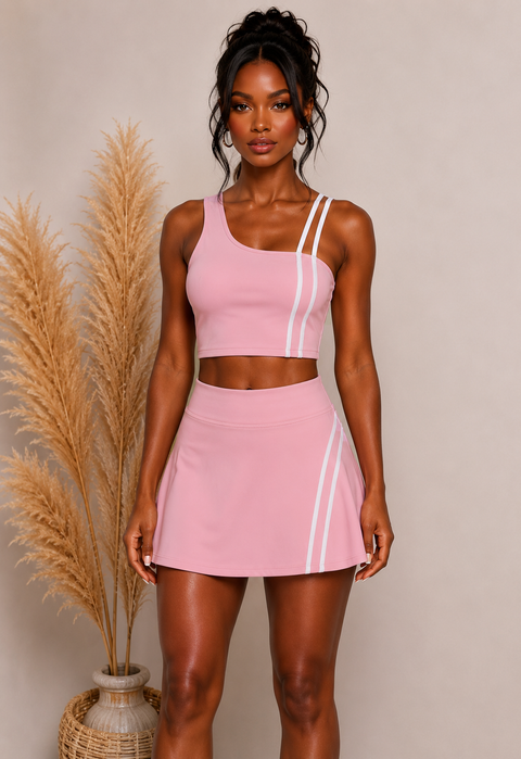 Asymmetric Strap Top & Skort Set