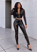 Latex Popcorn Mesh Top & Leggings Set