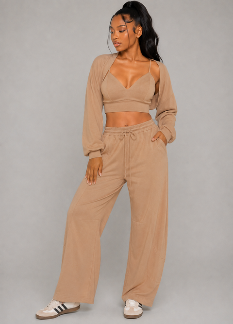 Bra Top With Bolero & Pants Set